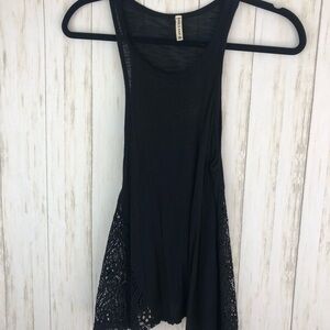 LF Emma and Sam black crochet cut out tank
